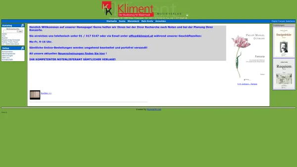 Website Screenshot: Johann Kliment KLIMENT.AT Musikverlag Online                                    - Musikverlag Kliment/Startseite - Date: 2023-06-23 12:05:00