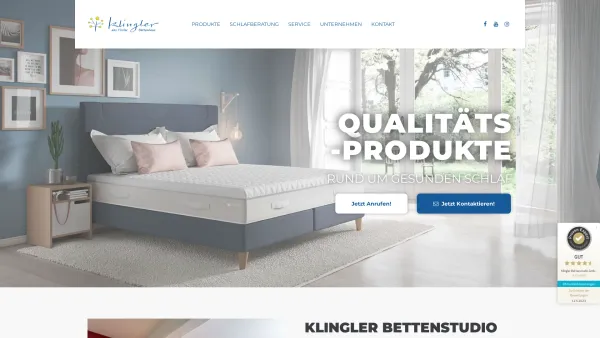 Website Screenshot: Herbert Klingler Schlafsysteme Wasserbettcenter Innsbruck - Bettenstudio Klingler | Innsbruck (Tirol) - Date: 2023-06-23 12:05:00
