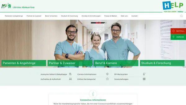 Website Screenshot: Landeskrankenhaus LKH) Universitätsklinikum KAGes LKH Graz - Universitätsklinikum Graz - LKH-Univ. Klinikum Graz - Date: 2023-06-23 12:05:02