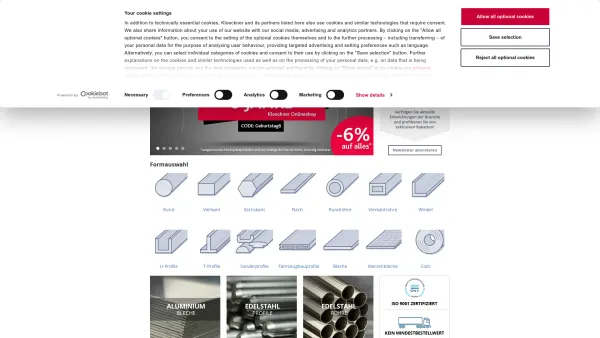 Website Screenshot: Klöckner Stahl und Metall Metall und Service Center Your Specialist Aluminium - Kloeckner Metals Austria Metallhandel | Metall online kaufen - Date: 2023-06-23 12:05:02