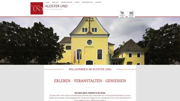 Website Screenshot: Kloster UND Genuss ist eine Kunst - Kloster UND Krems - Date: 2023-06-23 12:05:03