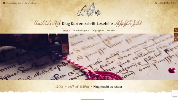 Website Screenshot: Klug Kurrentschrift Lesehilfe - Kurrentschrift Österreich - Klug Kurrentschrift - Date: 2023-06-23 12:05:03