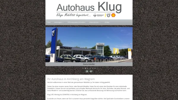 Website Screenshot: Autohaus Klug Ges.m.b.H. - Autohaus Klug: Renault- & Dacia-Händler - Kirchberg am Wagram - Date: 2023-06-15 16:02:34