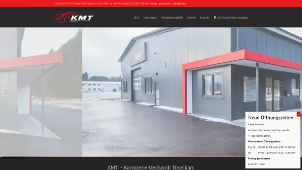 Website Screenshot: KMT Kompetenzzentrum MedizTirol - KMT | Karosserie - Mechanik - Pickerl - Wartung - Reparatur | Timelkam - Date: 2023-06-23 12:05:03