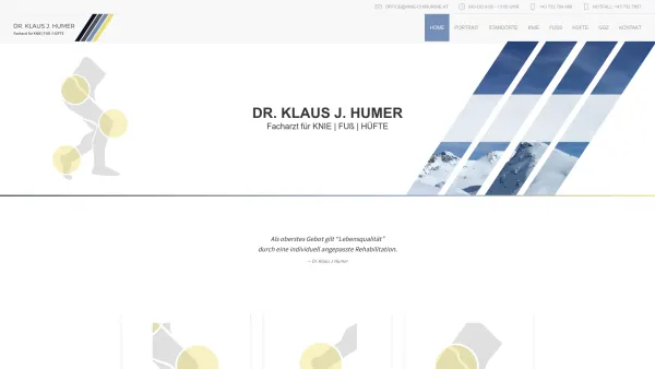 Website Screenshot: Dr. Klaus J. Humer Knie Chirurgie - Home - Dr. Klaus Humer - Knie Chirurgie Österreich - Date: 2023-06-15 16:02:34