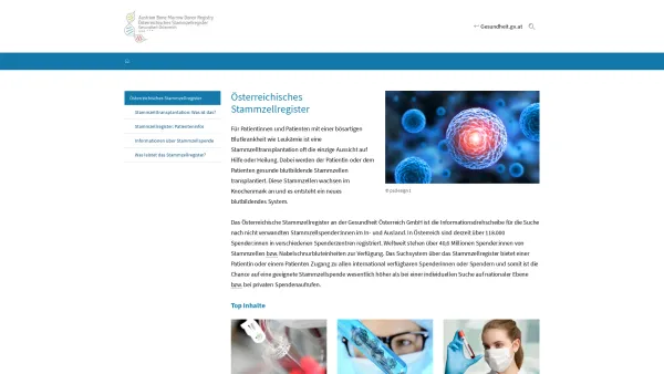 Website Screenshot: Knochenmarkspender-Information Stammzellspende.at Geben für Leben Leukämie ist heilbar Mit Ihrer Hilfe - Österreichisches Stammzellregister | Gesundheitsportal - Date: 2023-06-23 12:05:05