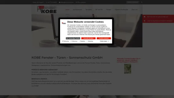 Website Screenshot: KOBE Fenster Türen Sonnenschutz GmbH - Home - KOBE Fenster - Türen - Sonnenschutz GmbH - Date: 2023-06-23 12:05:06
