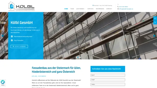 Website Screenshot: Kölbl Fassaden Fassadenputze Vollwärmeschutz Beschichtungen - Fassadenbau aus der Steiermark - Kölbl GesmbH - Date: 2023-06-23 12:05:06