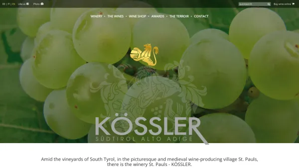 Website Screenshot: Wein und Sektkellerei Kössler Eppan - Winery St.Pauls - Kössler - Date: 2023-06-23 12:05:08