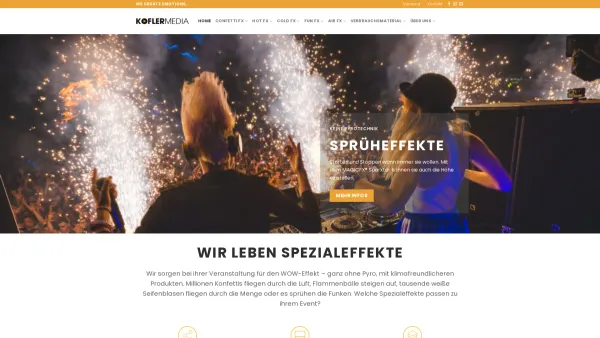 Website Screenshot: koflermedia DJ-Equipment, Ton und Lichtanlagen sowie Special Effects - KOFLERMEDIA - Spezialeffekte by MAGICFX - Date: 2023-06-23 12:05:08