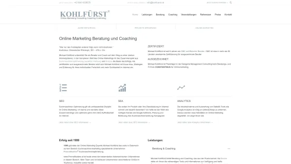Website Screenshot: KOHLFÜRST Online Marketing - KOHLFÜRST Online Marketing Beratung - Date: 2023-06-23 12:05:08