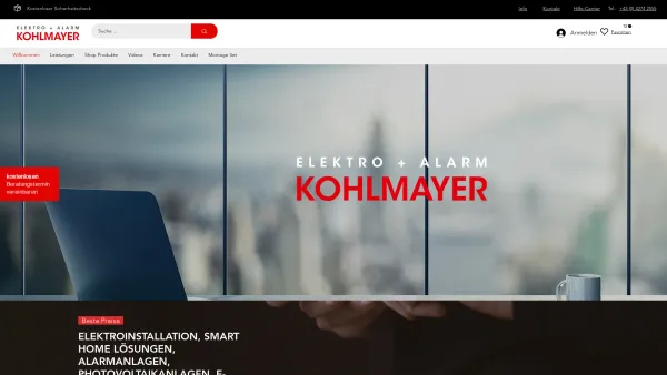 Website Screenshot: Elektro und Alarm Kohlmayer GmbH - Start | KohlmayerGmbH - Date: 2023-06-23 12:05:08