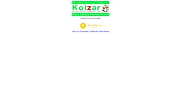 Website Screenshot: Ing. Koizar Bau- und Planungs-GesmbH - Bmst. Ing. Werner Koizar GmbH - Date: 2023-06-23 12:05:08