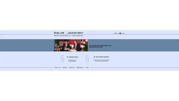 Website Screenshot: Dr. Karl Ulrich Janovsky Kolar Janovsky Rechtsanwälte Innsbruck - Kolar - Janovsky - Rechtsanwälte Innsbruck - Date: 2023-06-23 12:05:08