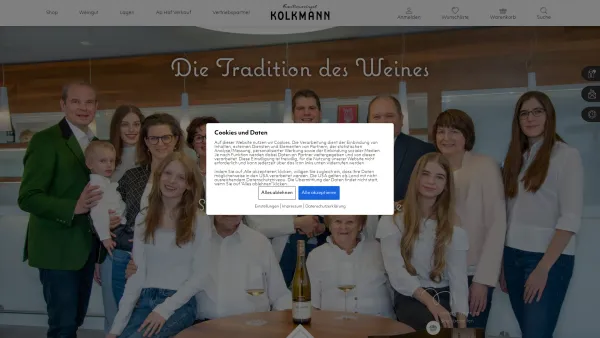 Website Screenshot: Gerhard Kolkmann und Horst Kolkmann Gesellschaft bürgerlichen Weingut Kolkmann Das Tor zum Wagram - Home - Kolkmann - Date: 2023-06-14 10:41:18