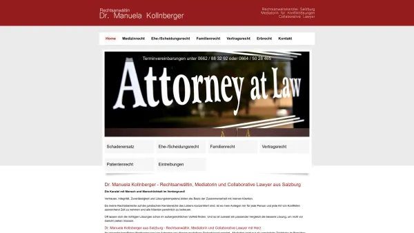 Website Screenshot: Salzburg Rechtsanwaltskanzlei, Dr. Manuela Kollnberger Rechtsanwältin & Mediatorin - Dr. Manuela Kollnberger - Rechtsanwältin & Mediatorin aus Salzburg - Date: 2023-06-23 12:05:09