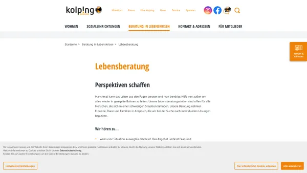 Website Screenshot: Kolping Lebensberatung 1180 Wien - Lebensberatung - Kolping Österreich - Date: 2023-06-23 12:05:11