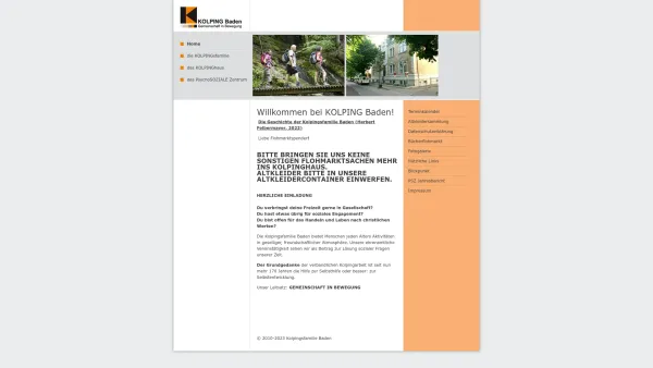 Website Screenshot: Kolpingfamilie Baden Psychosoziales Zentrum - Home - Kolpingsfamilie Baden - Date: 2023-06-23 12:05:11