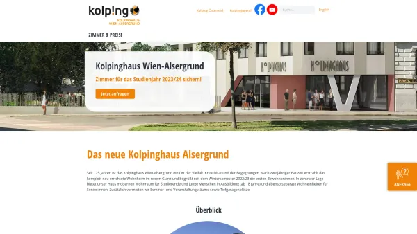 Website Screenshot: www.kolpinghaus-wien9.at - Kolpinghaus Wien-Alsergrund - Jetzt Zimmer anfragen! - Date: 2023-06-23 12:05:11