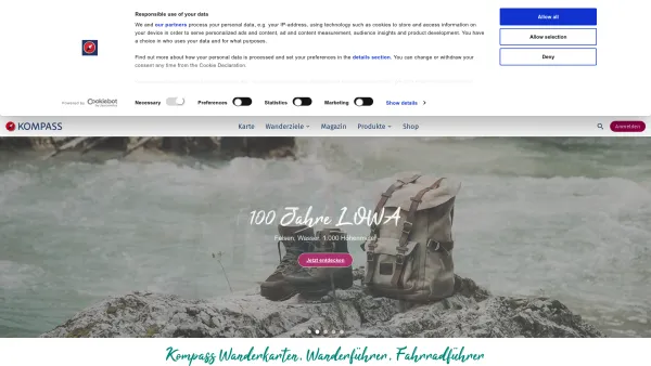Website Screenshot: KOMPASS Karten GmbH - KOMPASS Wanderkarten, Wanderführer und Fahrradkarten - Date: 2023-06-23 12:05:11