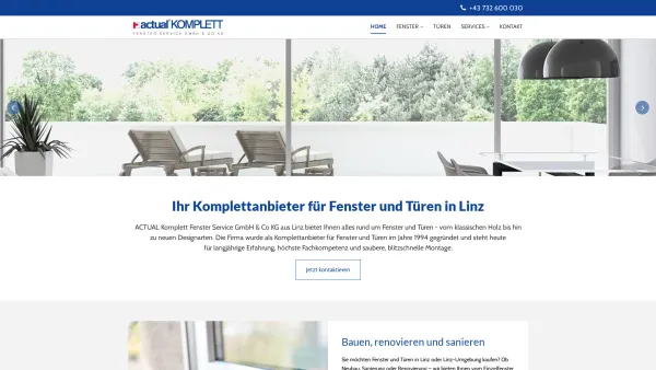 Website Screenshot: Komplett Fenster Service - ACTUAL Komplett Fenster Service GmbH & Co KG Ihr Komplettanbieter für Fenster und Türen in Linz - Date: 2023-06-15 16:02:34