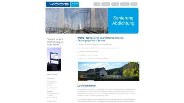 Website Screenshot: Koos&Co Sanierung und Abdichtung von Terrassen und Flachdächern - Sanierung Abdichtung | Home - Date: 2023-06-23 12:05:11