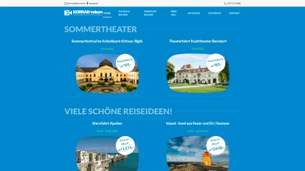 Website Screenshot: Korrak reisen Internationales Reisebüro Österreich Online - Korrak Reisen-Neulengbach - Date: 2023-06-23 12:05:14