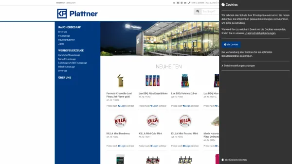 Website Screenshot: KP-Plattner GmbH - KP Plattner GmbH | Raucherbedarf individuell und zuverlässig - Date: 2023-06-15 16:02:34