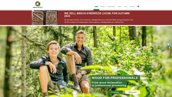 Website Screenshot: Kraftholz Holzeinkauf und Holzverkauf von Rundholz, Schnittholz sowie Bauholz - Holz für Profis | Kraftholz ist Spezialist für Rundholz und Altholz - Date: 2023-06-23 12:05:17