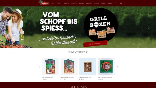 Website Screenshot: Franz Krainer Fleisch u. Wurstwaren Gesellschaft Neue Seite 1 - Wurstwaren | Franz Krainer Fleisch- & Wurstwaren GesmbH | Steiermark - Date: 2023-06-14 10:41:21