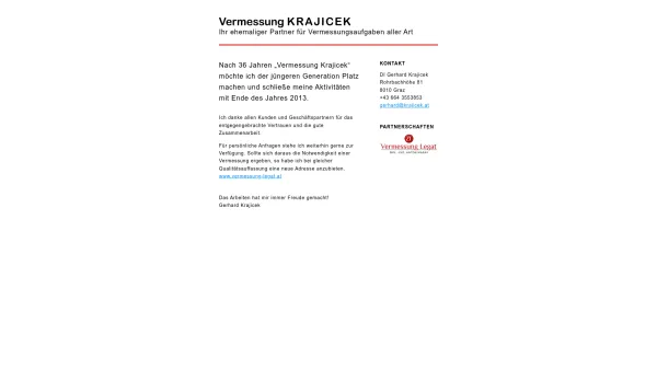 Website Screenshot: Vermessung Krajicek Ihr Partner für Vermessungsaufgaben aller Art - Date: 2023-06-23 12:05:17