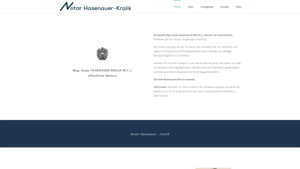 Website Screenshot: Notariat Dr. Stefan Kralik - Notar Mag. Sonja Hasenauer-Kralik M.C.J. 1180 Wien - Date: 2023-06-14 10:36:58