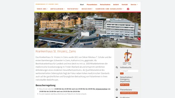 Website Screenshot: Allg öffentl Krankenhaus St. Vinzenz Krankenhaus Spital Zams Tirol Oberland Österreich Austria - Start - Krankenhaus St. Vinzenz Zams, Tirol, Österreich - Date: 2023-06-15 16:02:34