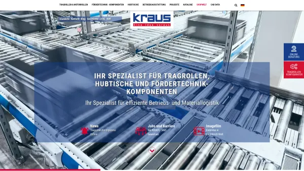Website Screenshot: Dr. Hans Kraus GmbH - Tragrollen, Hubtische & Fördertechnik - Komponenten | KRAUS - Date: 2023-06-23 12:05:20