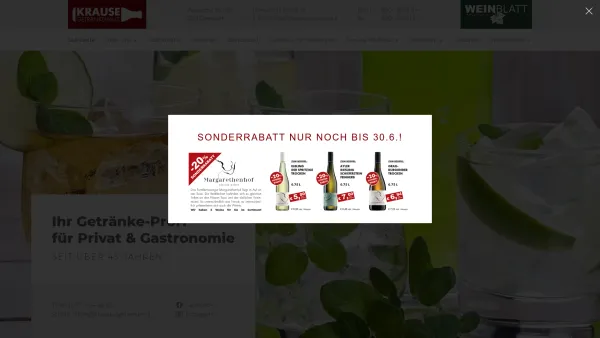 Website Screenshot: Getränkehaus Krause für Gastronomie und Abholmarkt - Getränkehandel für Gastronomie und Privatkunden aus Gerasdorf - Date: 2023-06-23 12:05:20