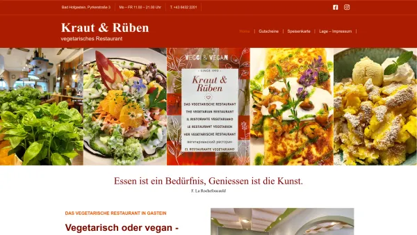 Website Screenshot: Gernot krautrueben.com - Kraut und Rüben – Das vegetarische Restaurant in Gastein - Date: 2023-06-23 12:05:20