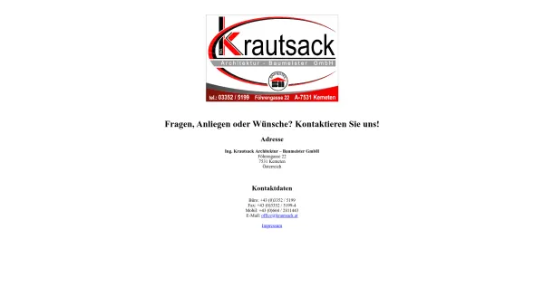 Website Screenshot: Bmstr. Ing. Gerald Planungsbüro Krautsack - Krautsack Architektur - Baumeister GmbH - Date: 2023-06-23 12:05:20