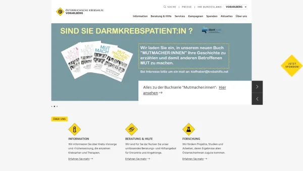Website Screenshot: Vorarlberger Krebshilfe Österreichische Krebshilfe Vorarlberg - Vorarlberg - Österreichische Krebshilfe Vorarlberg - Date: 2023-06-15 16:02:34