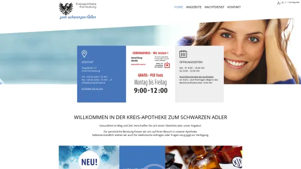 Website Screenshot: Kreis-Apotheke Zum schwarzen Adler Mag. pharm. Richard Kwizda - Willkommen in der Kreisapotheke - Home - Date: 2023-06-14 10:41:21