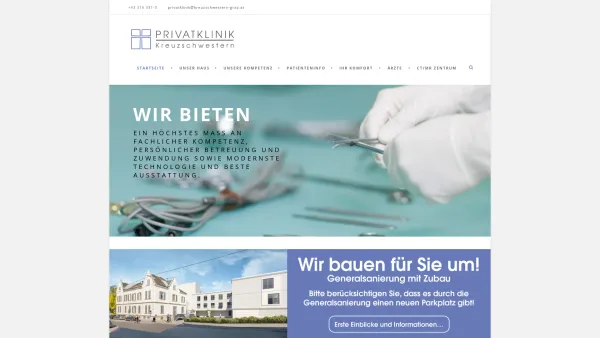 Website Screenshot: Privatklinik der Kreuzschwestern Herzlich - Privatklinik der Kreuzschwestern Graz, Kreuzgasse 35, 8010 Graz, Austria, Tel.: +43 316 331-0 - Date: 2023-06-23 12:05:23