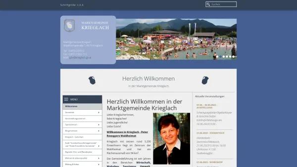 Website Screenshot: Bürger und Gästeservice der Marktgemeinde Krieglach Peter Roseggers Waldheimat - Willkommen - Date: 2023-06-23 12:05:23