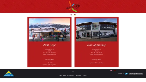 Website Screenshot: Sport Cafe Krismer Fiss - Café - Restaurant Krismer in Fiss - Date: 2023-06-23 12:05:23