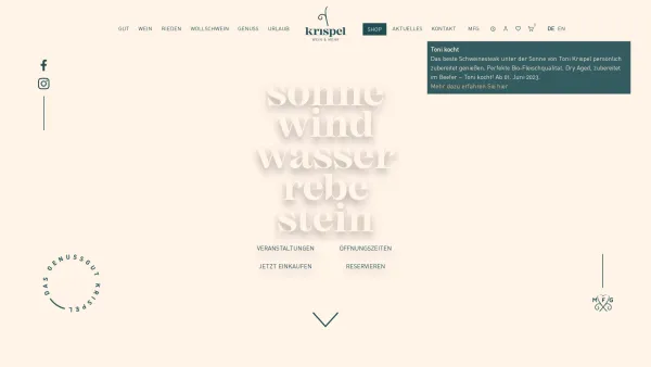 Website Screenshot: Weingut Krispel - Weingut Krispel | Wein aus der Steiermark. Mit Online-Shop! - Date: 2023-06-23 12:05:23