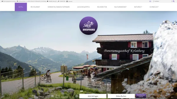Website Screenshot: Panoramagasthof Kristberg - Hotel & Panoramagasthof im Montafon | Urlaub, Genuss & Sport - Date: 2023-06-23 12:05:23