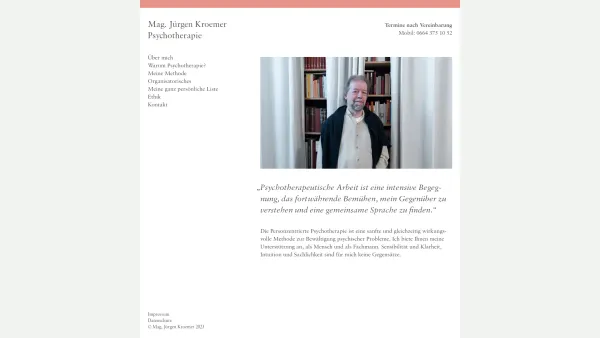 Website Screenshot: Praxis für Psychotherapie Mag. Jürgen Kroemer - Mag. Jürgen Kroemer Psychotherapie - Date: 2023-06-23 12:05:23