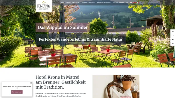 Website Screenshot: Johannes Stadler und Tanja Stadler Gesellschaft bürgerlichen Hotel Krone Matrei/Tirol - Traditionshotel Krone | Sommerurlaub ab € 58 p.P. buchen - Date: 2023-06-23 12:05:23