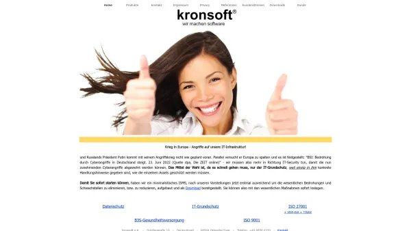 Website Screenshot: Kronsoft - kronsoft - Software und Tools für Datenschutz, BSI IT-Grundschutz und ISO 27001 - Date: 2023-06-15 16:02:34