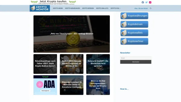 Website Screenshot: KRYPTO MONITOR c/o VOLF Media GmbH - Krypto-Monitor bringt Ihnen die Welt der Kryptowährungen näher - Date: 2023-06-15 16:02:34