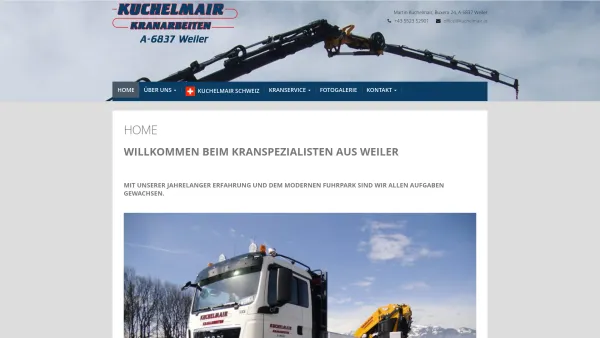 Website Screenshot: Martin Kuchelmair Kranarbeiten und Transporte Weiler Vorarlberg Österreich - Kuchelmair Transporte – Der Kranspezialist aus Weiler - Date: 2023-06-23 12:05:26