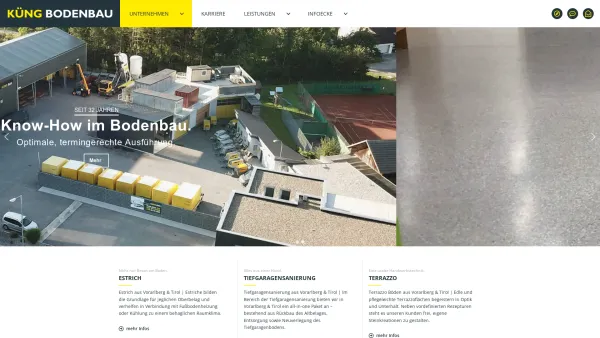Website Screenshot: Küng Bau GmbH - Küng Bodenbau GmbH | Know-how im Bodenbau | Vorarlberg, Tirol - Date: 2023-06-23 12:05:29